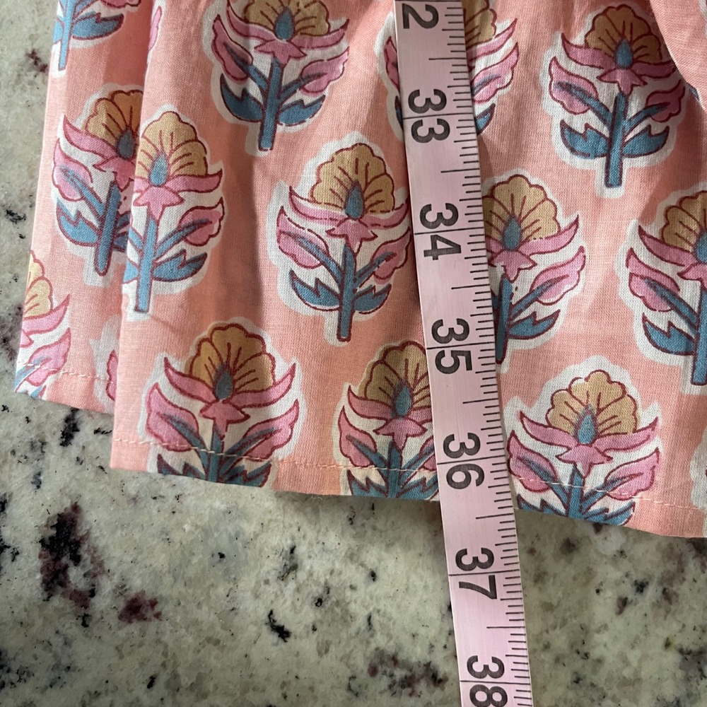 Marea Floral Block Print Dress Womens Small Pink Coastal Boho Smocked Mini NWOT - Picture 8 of 8